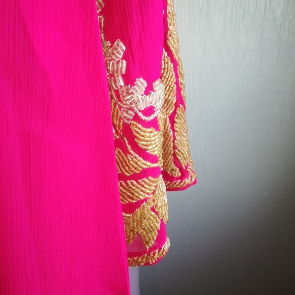 Fushia Pink Chiffon Dress - Picture 5 of 7